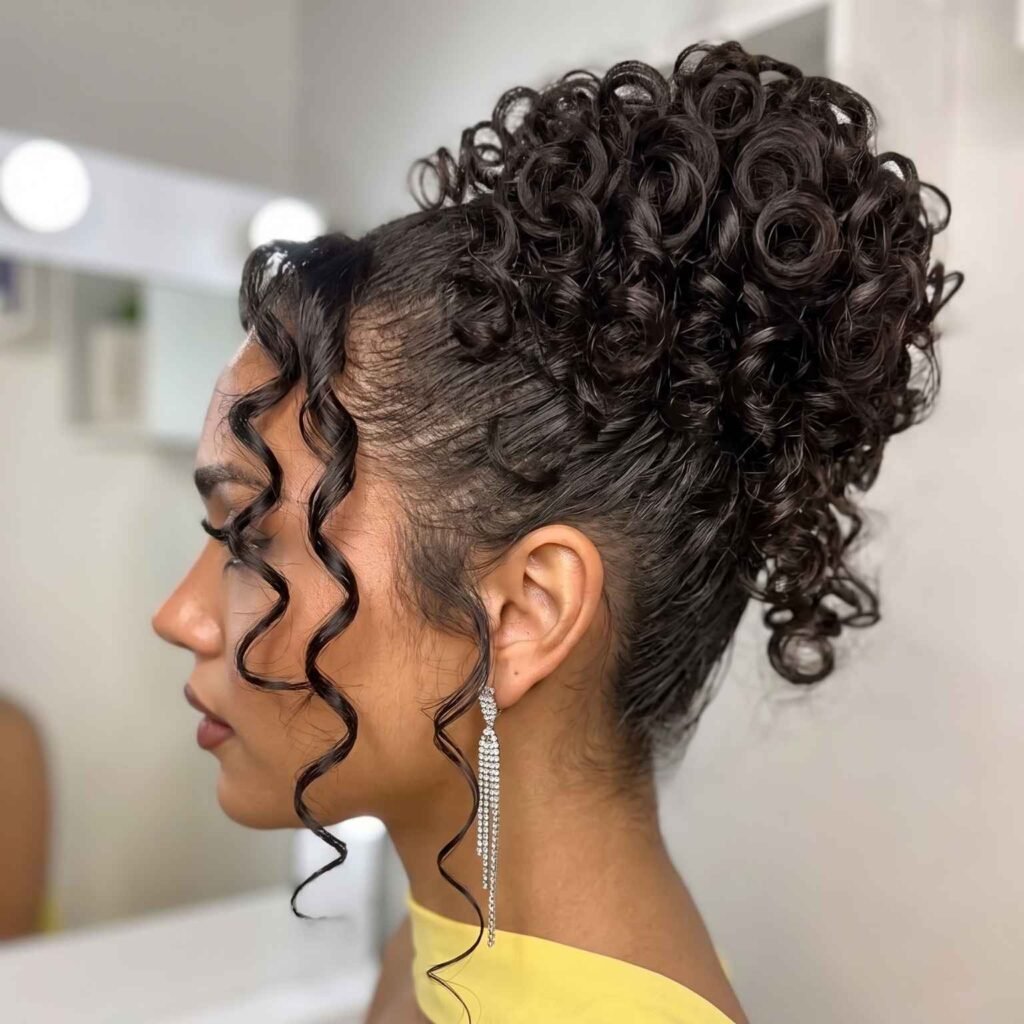 Sculpted Curly Updo With Face-Framing Ringlets