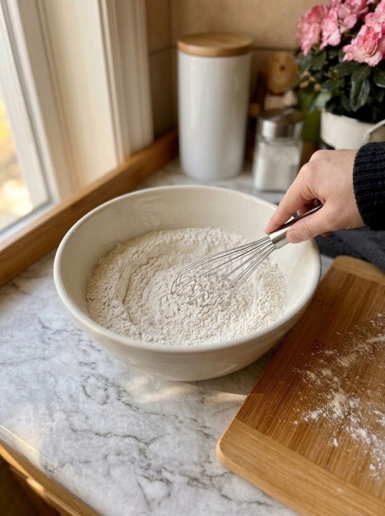 In a medium bowl, whisk together the flour, baking powder, and salt.
