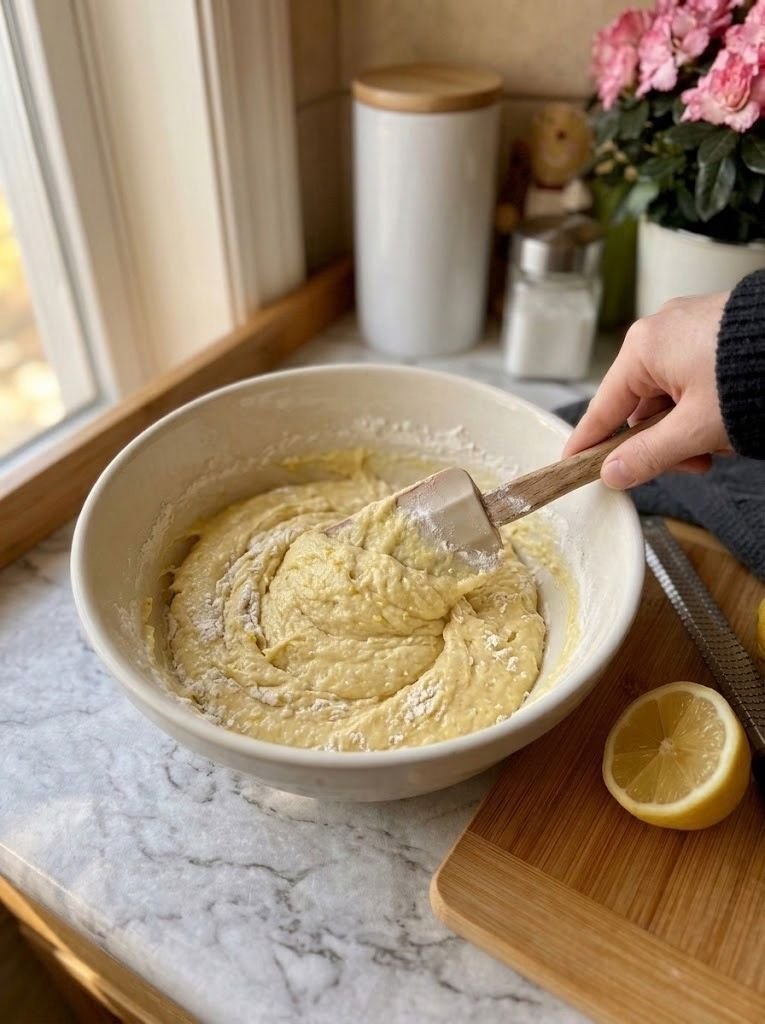 Add the dry ingredients to the wet mixture.