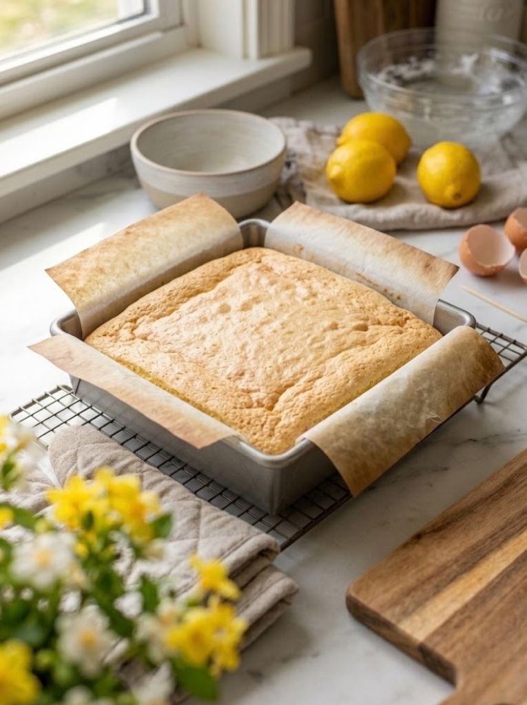 Pour the batter into the prepared pan and smooth the surface lightly.